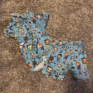 Cute Cartoon Print Baby Romper and Shorts Set